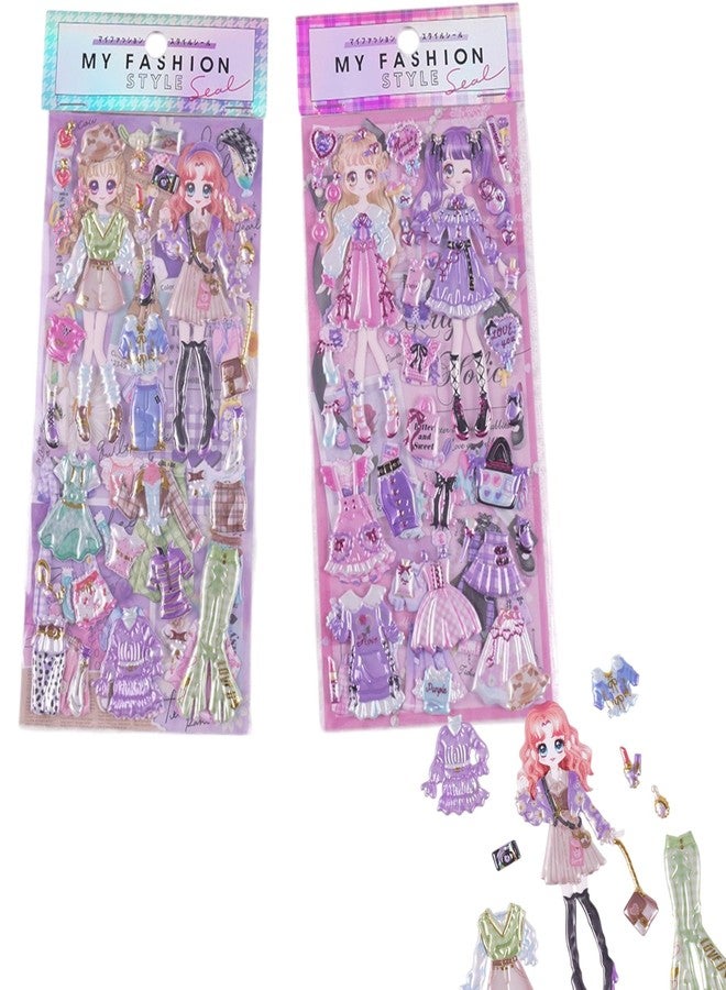 SAMVARDHAN Princess Dress-Up Change Stickers - Kawaii Puffy Sticker Set,DIY 3D Sticker for Girls, Outfits & Accessories for Kids,Aesthetic & Cute Stickers, Self Adhesive Stickers Set (Pack of 2) - Image 1